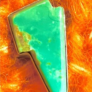 Thunder Bolt Navajo Green Turquoise Sterling Silver Handmade By Robert Shaken